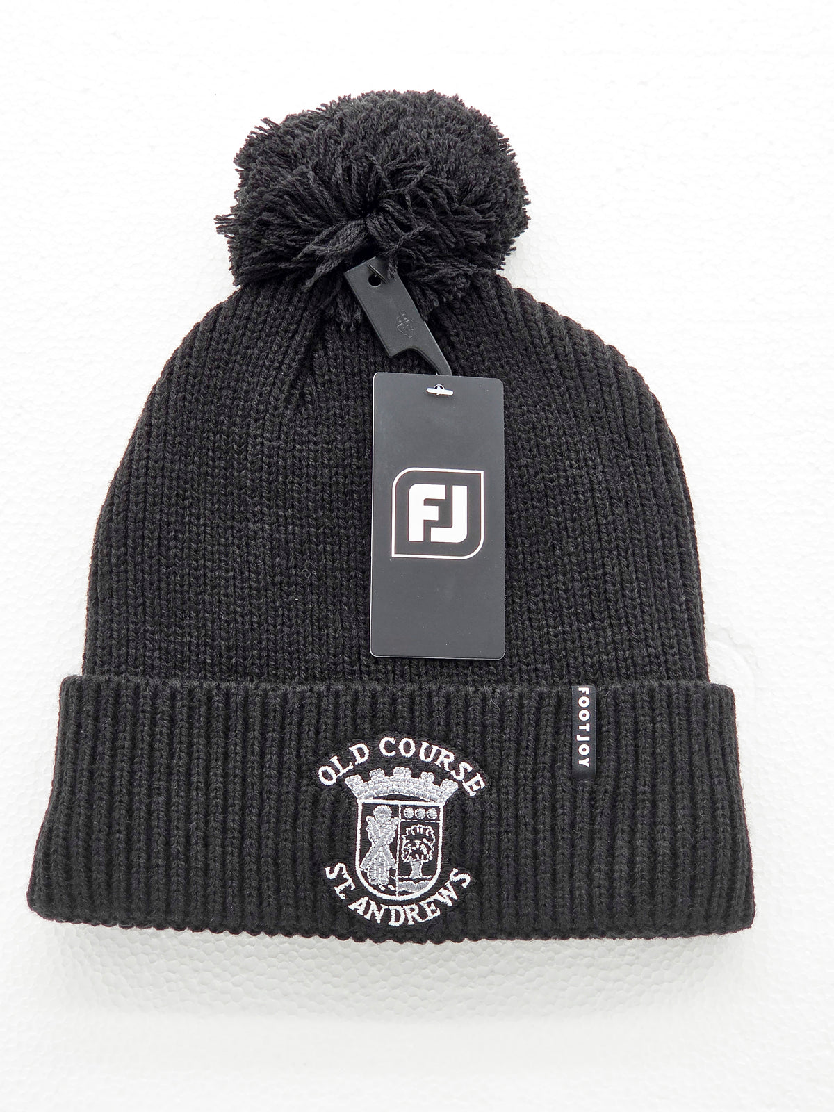 Footjoy Cuffed Bobble Golf Beanie Hats With Old Course St.Andrews Cresting