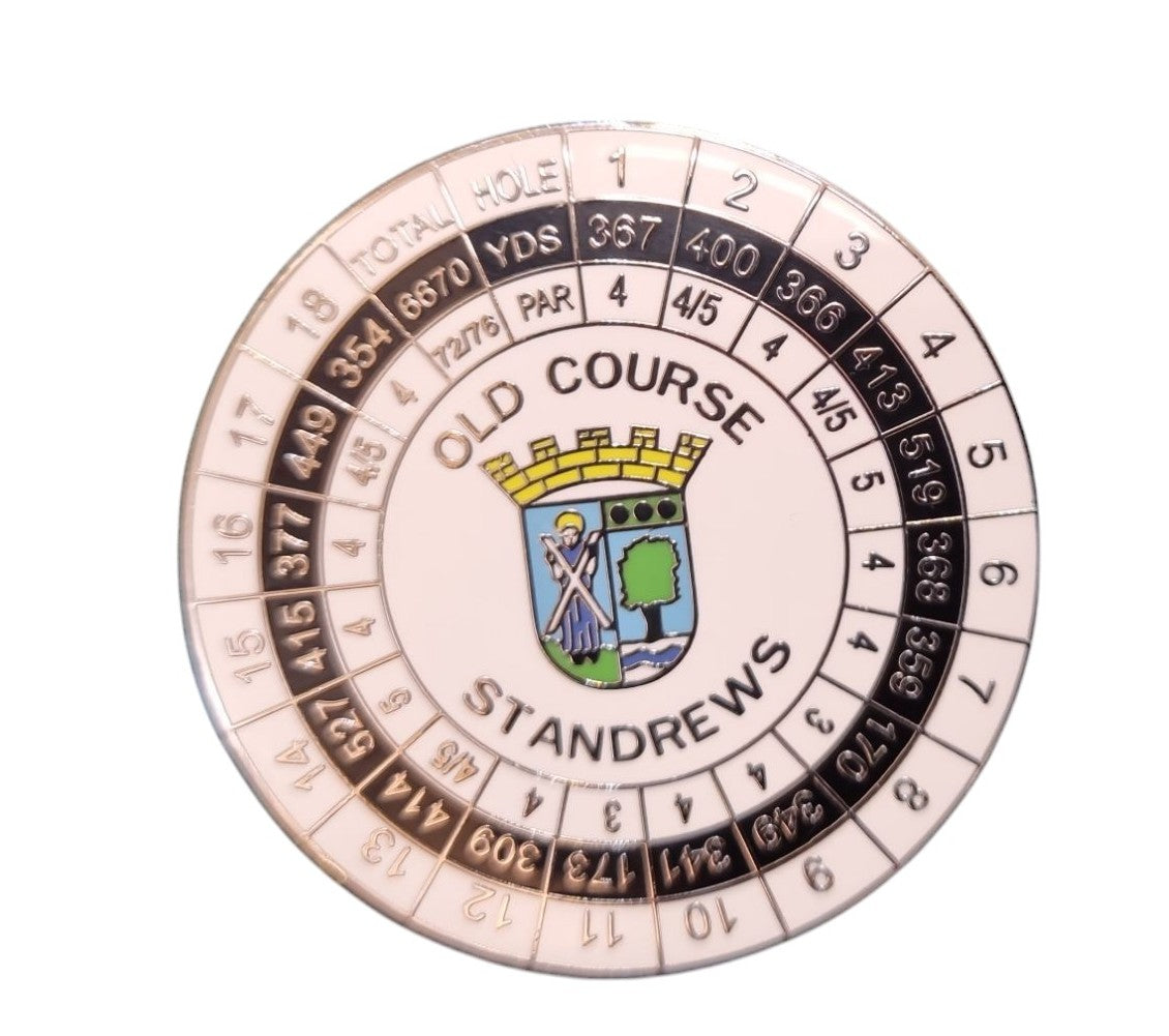 Old Course St.Andrews Metal Poker Chips With Removable Ball Marker