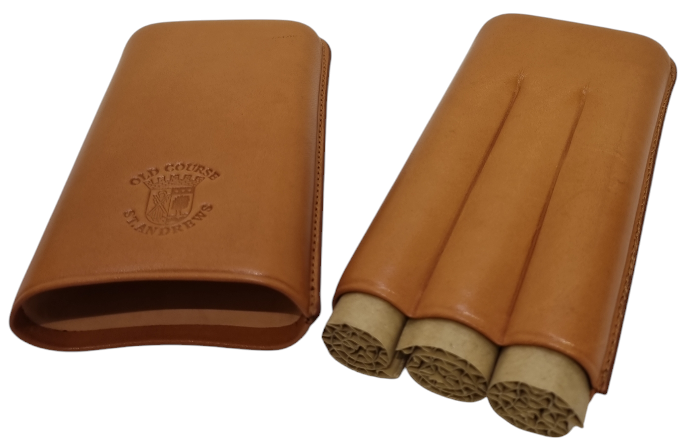 Old Course Embossed Leather Cigar Holder/case (Holds 3 Large Cigars)