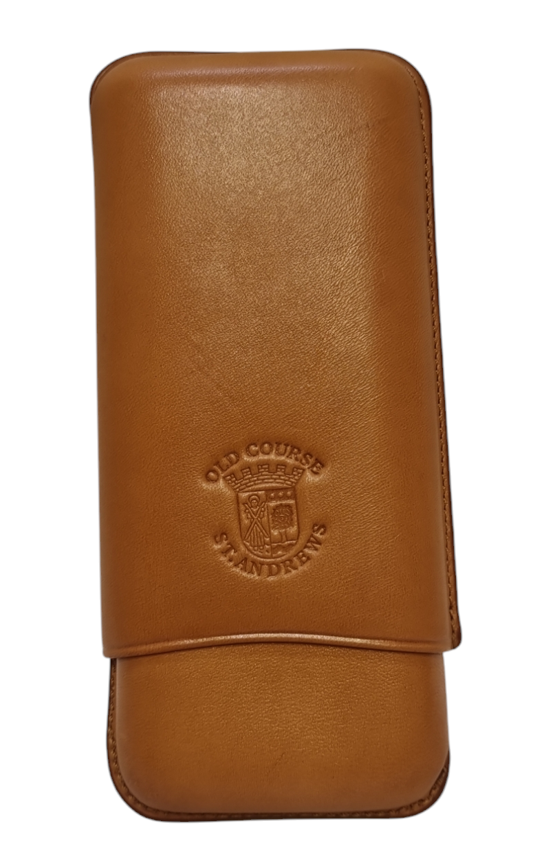 Old Course Embossed Leather Cigar Holder/case (Holds 3 Large Cigars)
