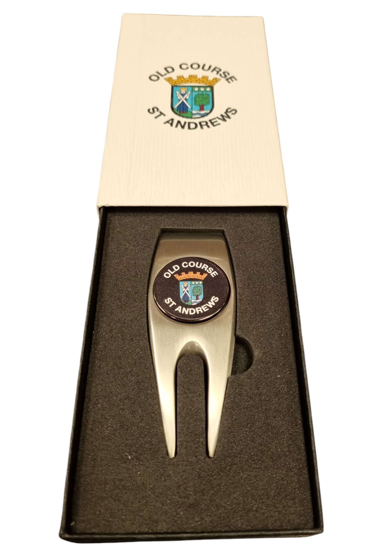 Old Course St.Andrews Boxed Pitchfork & Removable Ball Marker.