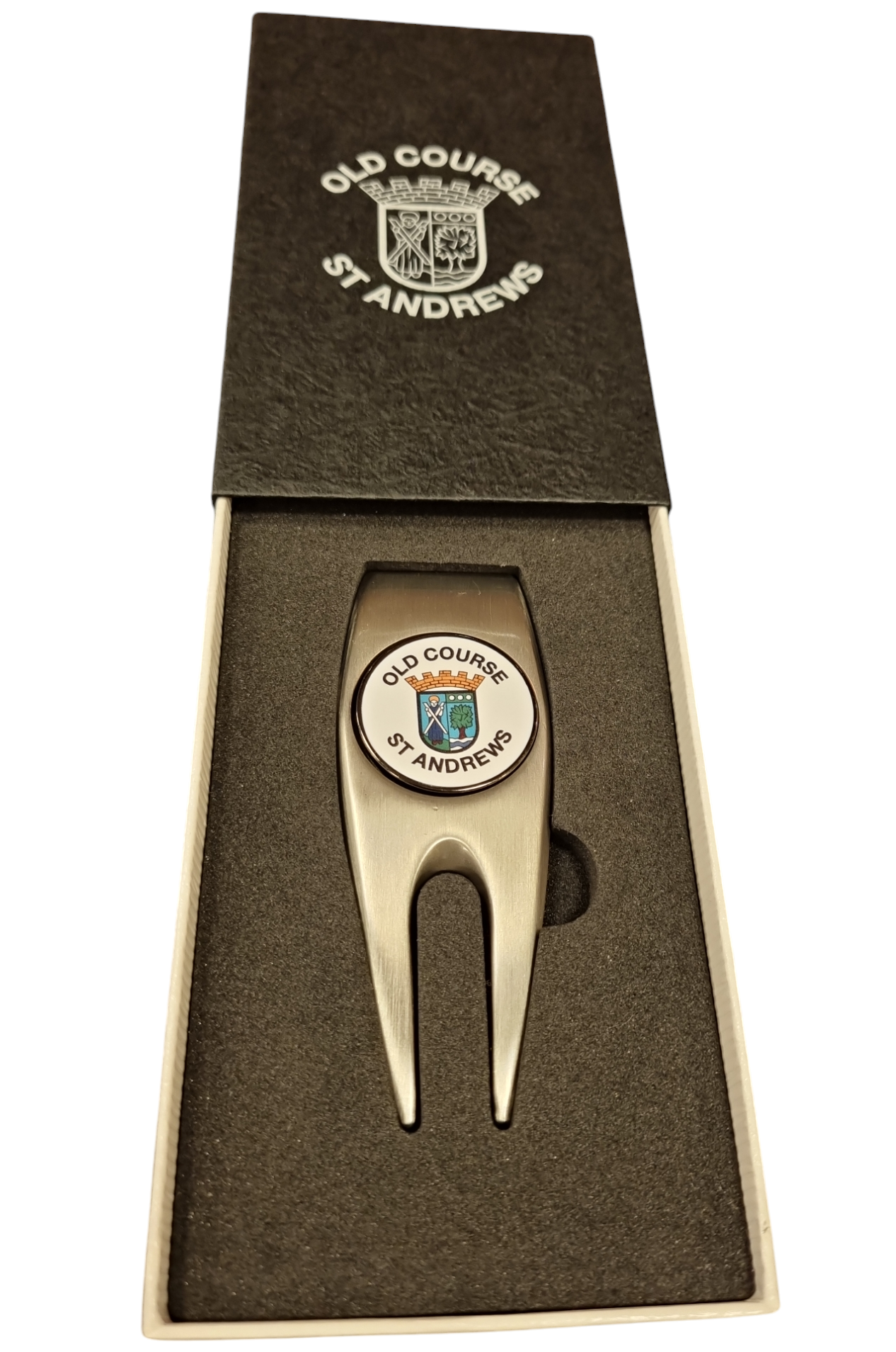 Old Course St.Andrews Boxed Pitchfork & Removable Ball Marker.
