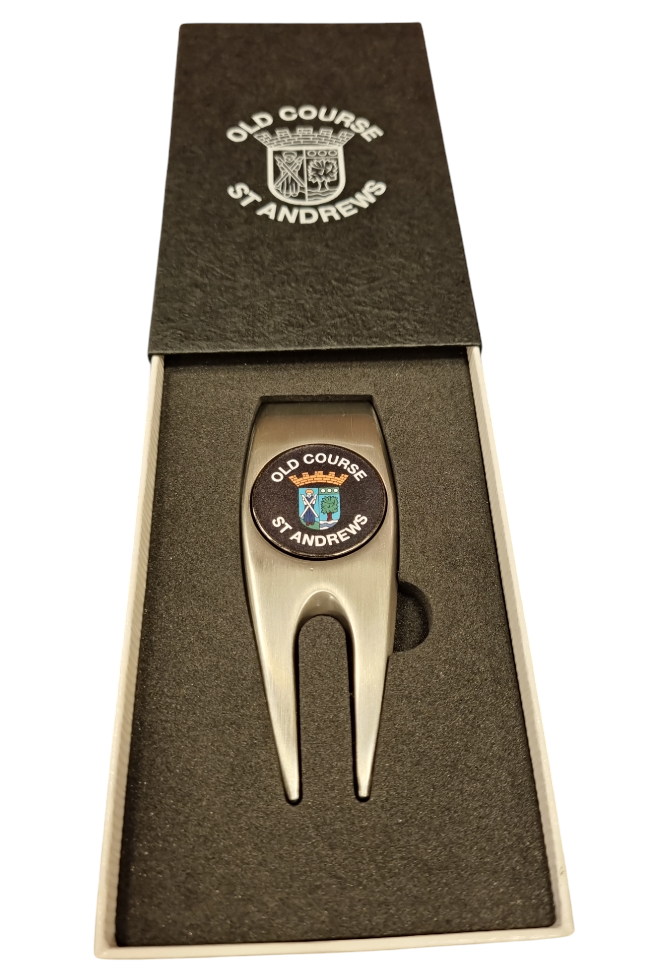 Old Course St.Andrews Boxed Pitchfork & Removable Ball Marker.