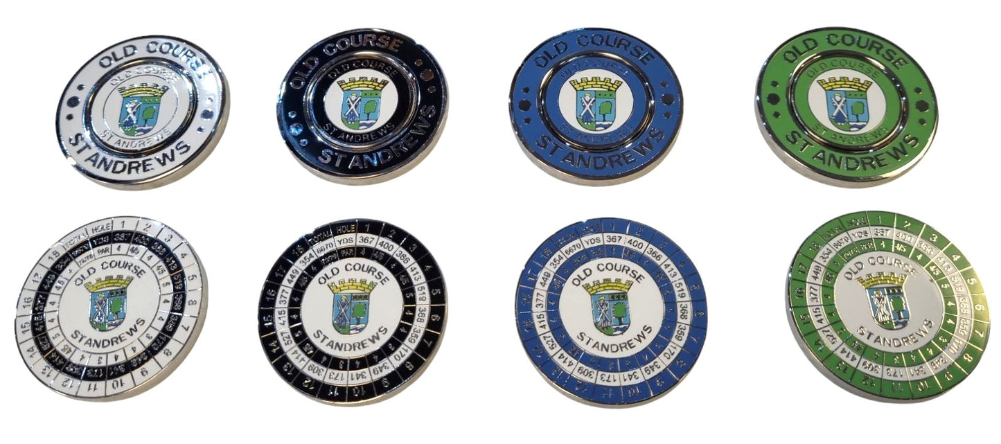 Old Course St.Andrews Metal Poker Chips With Removable Ball Marker