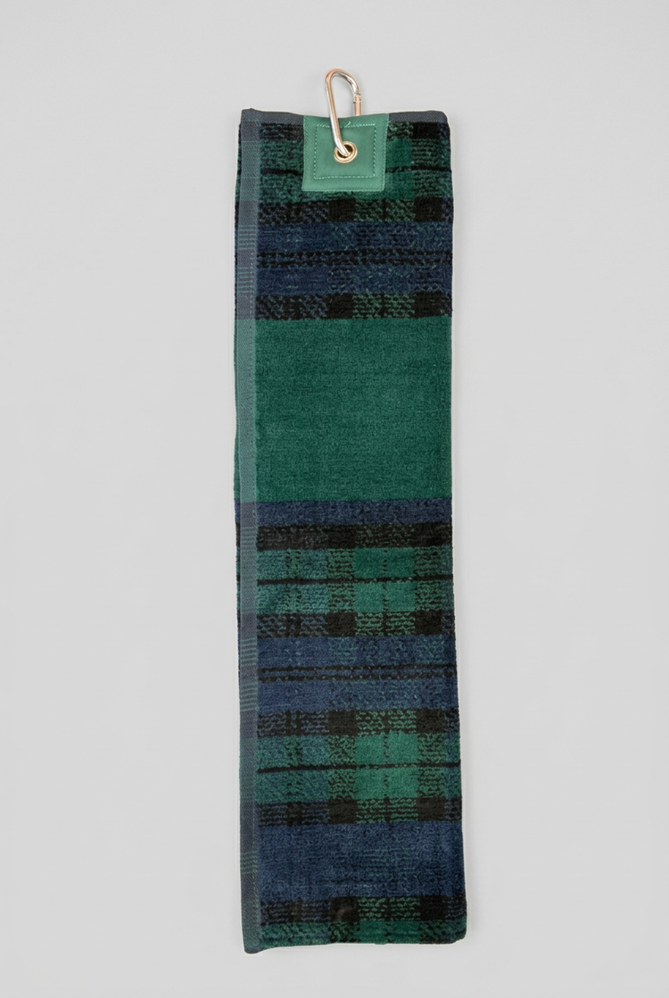 Back of the green tartan velour towel