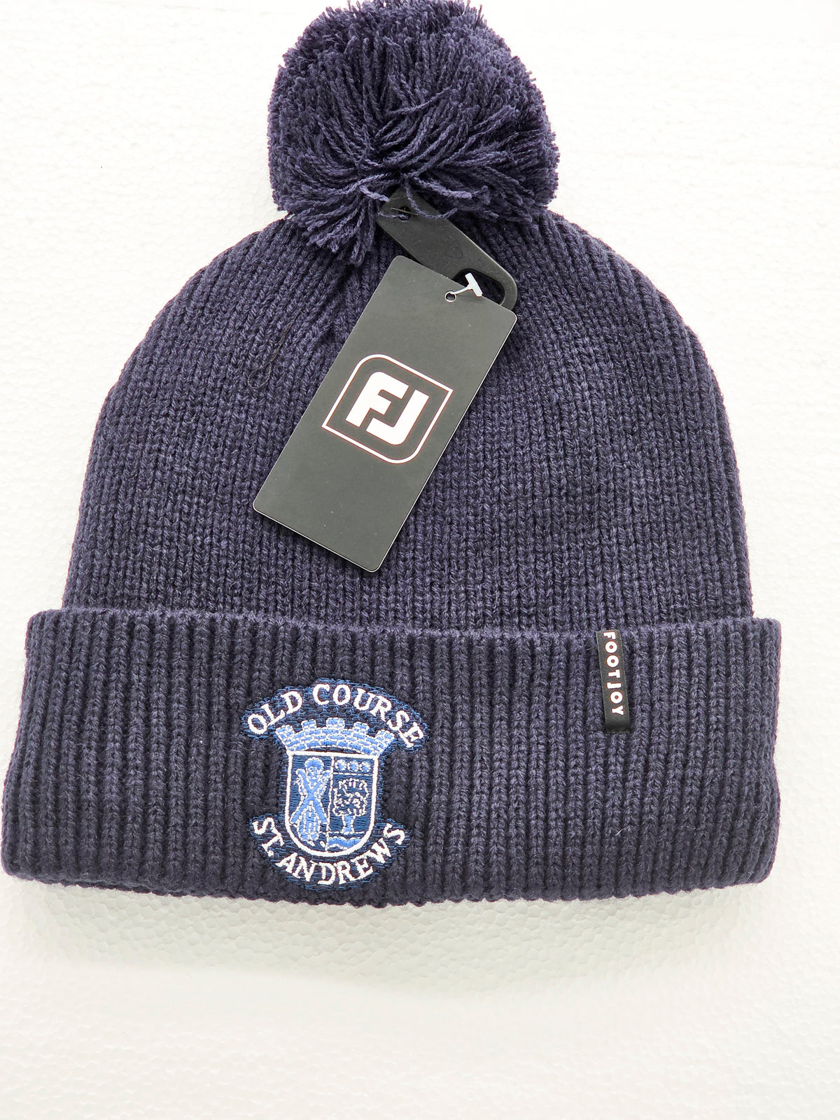 Footjoy Cuffed Bobble Golf Beanie Hats With Old Course St.Andrews Cresting