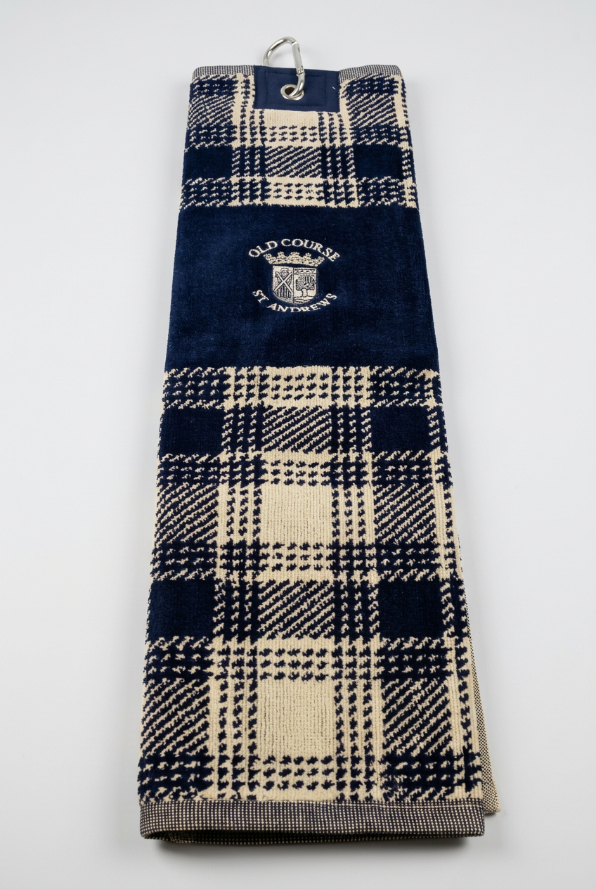 Tartan velour towel with Old Course crest, second detail shot