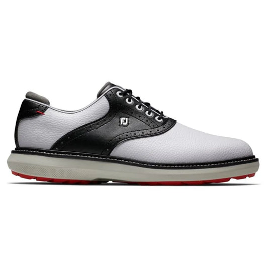 New - 2023 Men`s FJ Traditions Spikeless Golf Shoe White / Black / Grey (Standard Fit)