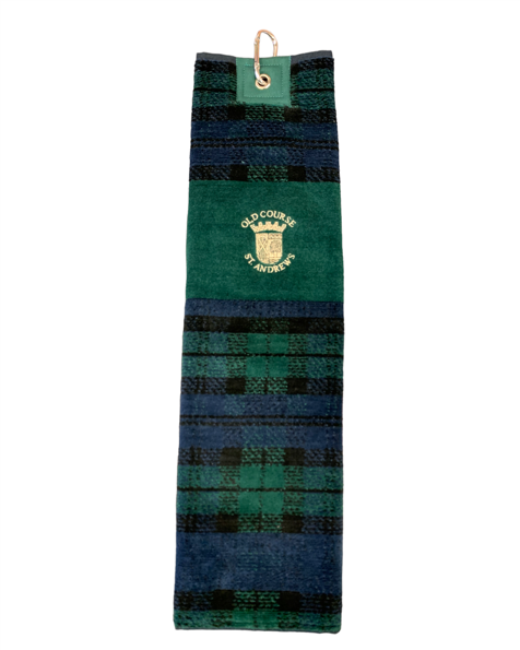 New - Old Course St.Andrews Crested Tartan Velour Golf Towels