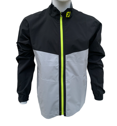 Footjoy Men`s HydroLite Waterproof Golf Rain Jacket Black/Grey/Lime