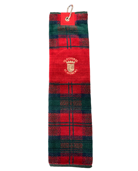 New - Old Course St.Andrews Crested Tartan Velour Golf Towels