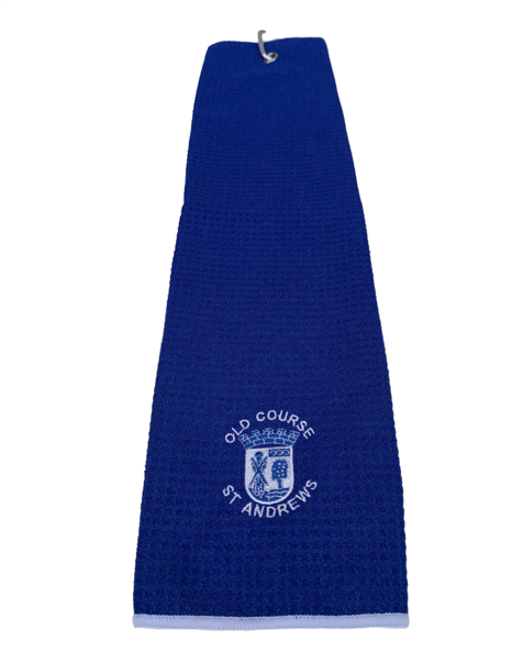 Old Course St.Andrews Crested Tri-Fold Golf Towel Royal Blue